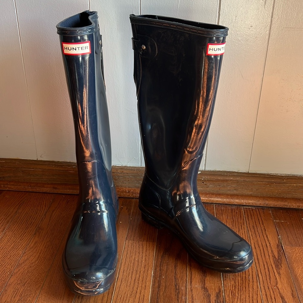 Hunter Tall Rain Boots size 10 Navy blue